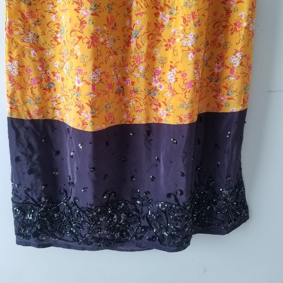 Anthropologie Maeve Silk Yellow Road Midi Skirt Small - Picture 3 of 16